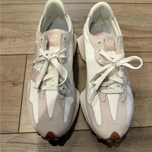 New Balance Women's White and Light Pink Sneakers